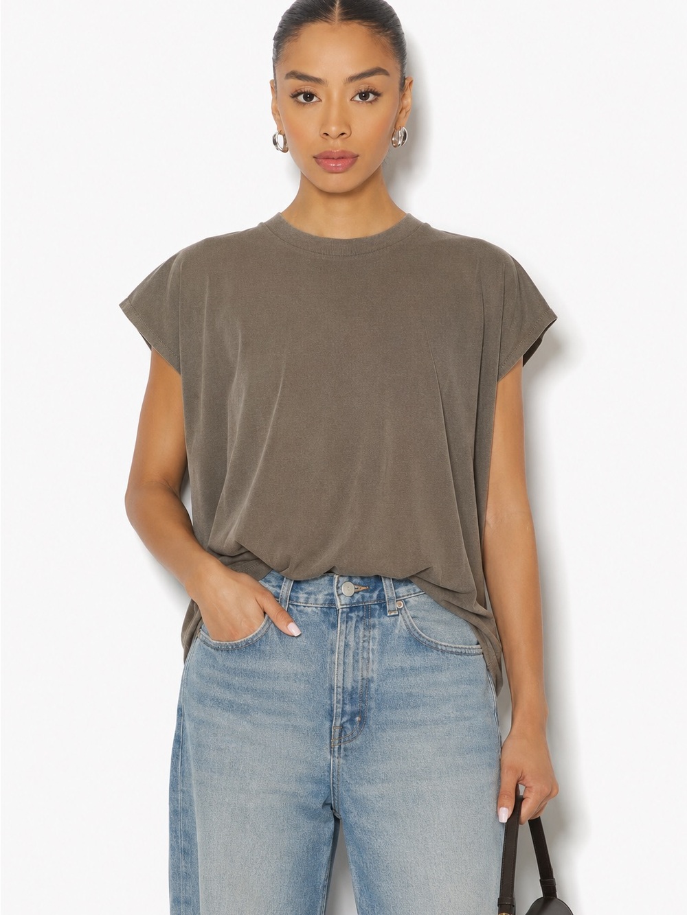 ANINE BING Caspen Oversized Tee size L green